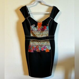 Roberto Cavalli Class Bodycon Dress with Silk Panel and Beading